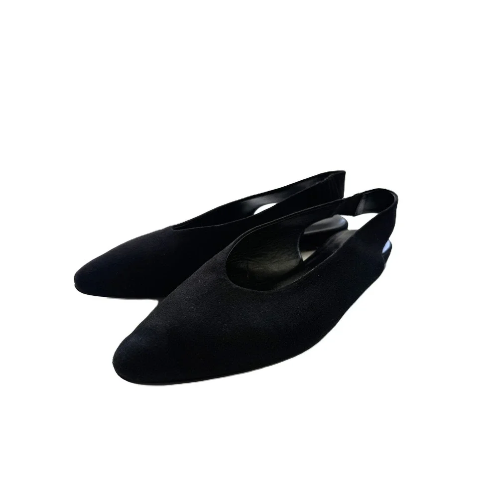 Everlane Pointed Toe Slingback Flats Black Suede Size 8 - Picture 2 of 7